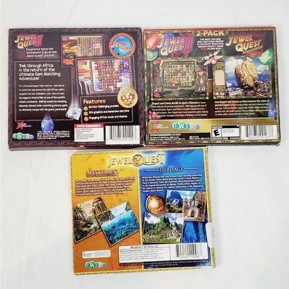Jewel Quest, Trail of the Midnight Heart - Heritage, 1 2 3 CD-ROM PC Games Bundl - Picture 3 of 5